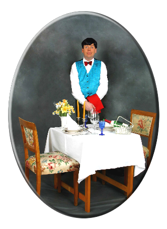 Kellner José am Tisch